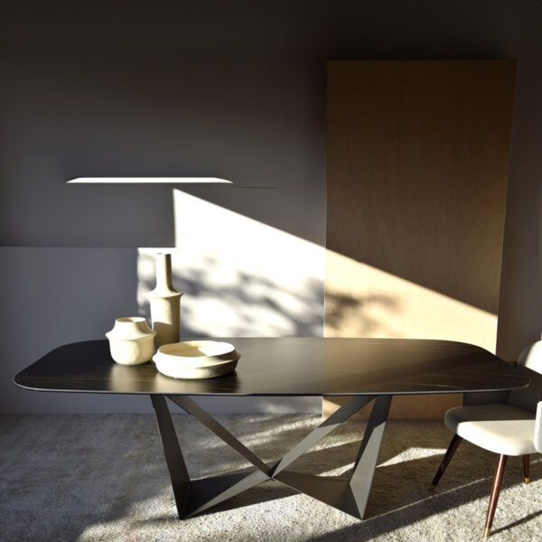MESA COMEDOR CERÁMICO MATE Y METAL