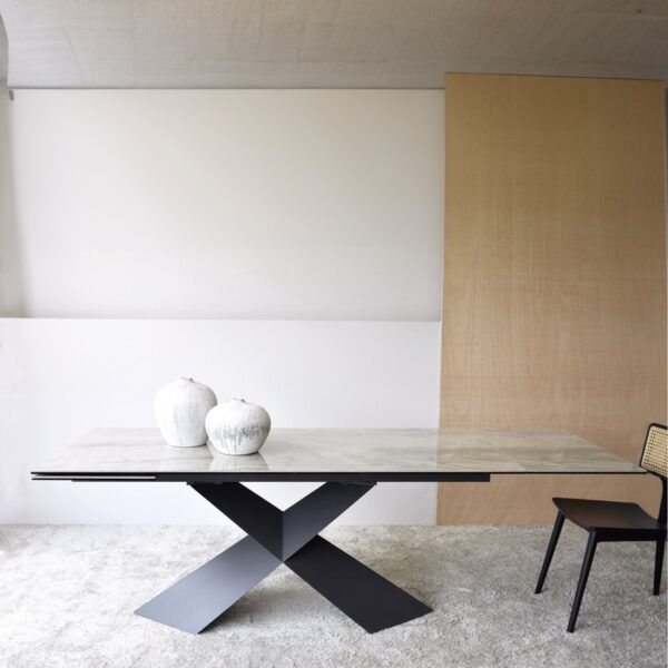 MESA COMEDOR EXTENSIBLE CERÁMICO METAL