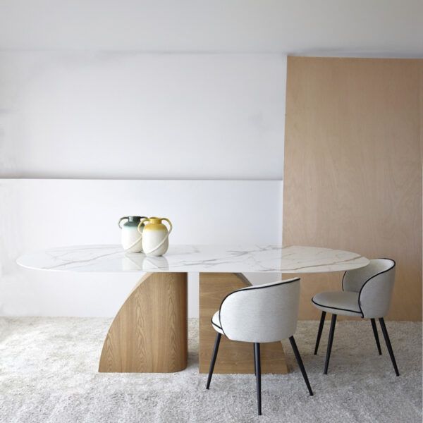 MESA COMEDOR BAHÍA. NATURAL, BLANCO, OCRE